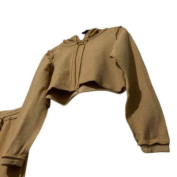 Danielle Guizio Style Inside Out Sweatsuit S | Cozy Camel Cropped Hoodie & Jogge - Picture 4 of 15